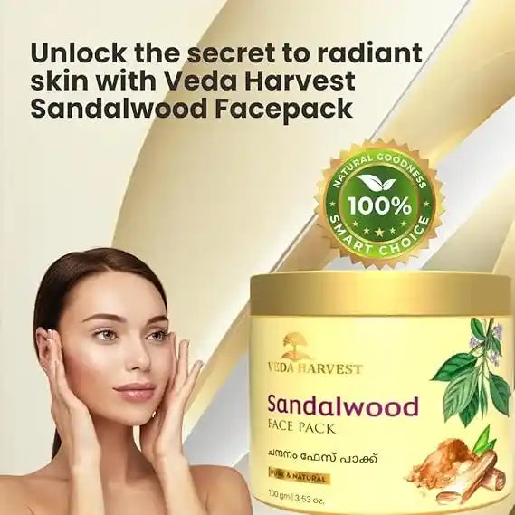 Sandalwood Face Pack for Glowing Skin – 100gm - Veda Harvest