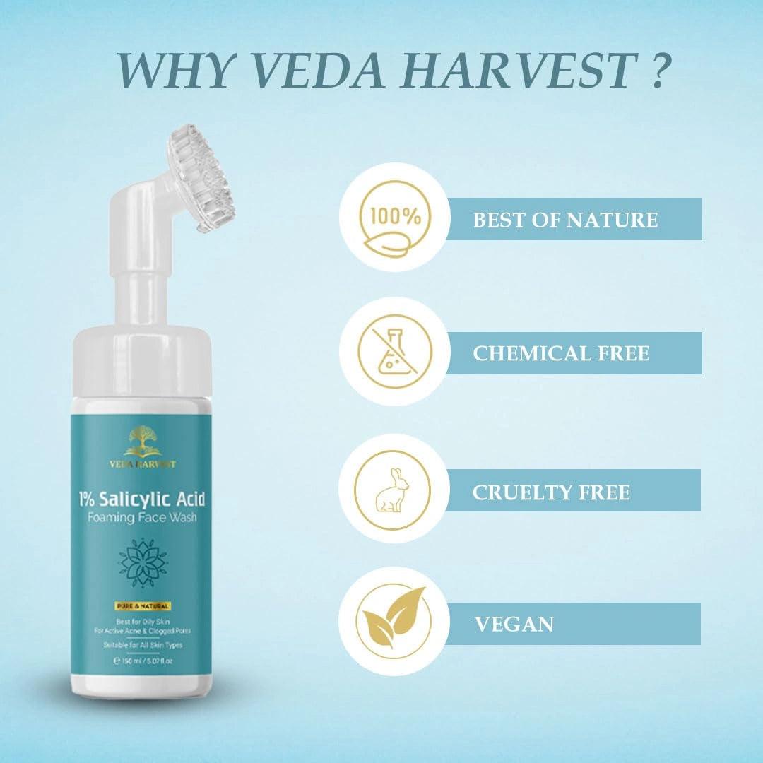 1% Salicylic Acid Face Wash for Acne & Open Pores – 150ml - Veda Harvest 