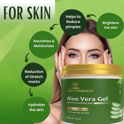 Aloe Vera Gel For All Skin and Hair Types - Veda Harvest 