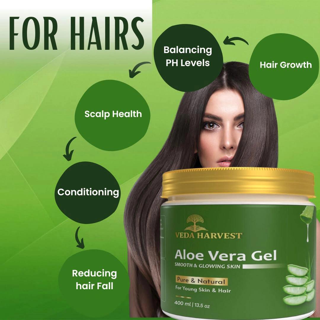 Aloe Vera Gel For All Skin and Hair Types - Veda Harvest 