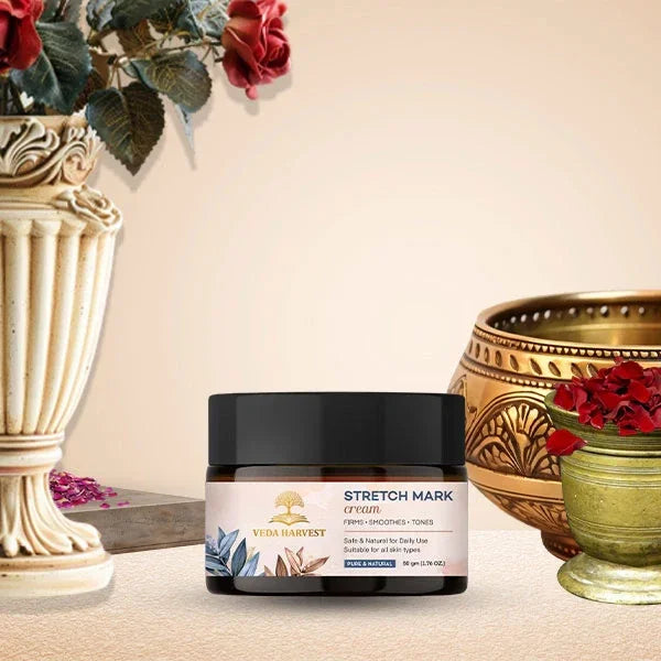 Natural Stretch Mark Cream for Women & Men - 50gm - Veda Harvest 