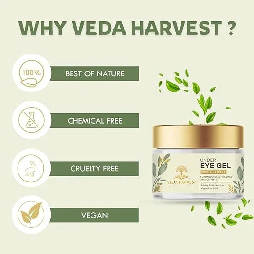 Revitalizing Under Eye Gel for Fresh & Bright Eyes – 30gm - Veda Harvest 