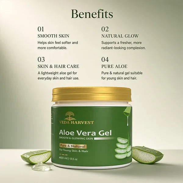 Veda Harvest Aloe Vera Gel for Skin & Hair – 400ml – image 4