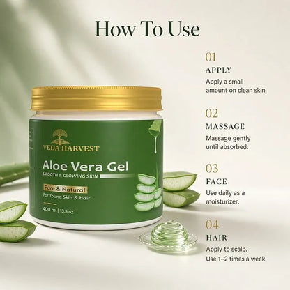 Veda Harvest Aloe Vera Gel for Skin & Hair – 400ml – image 3