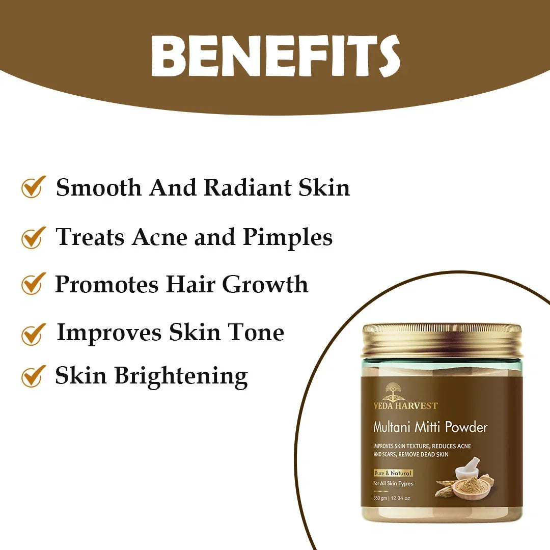 Natural Multani Mitti Powder for Glowing Skin – 350gm - Veda Harvest 