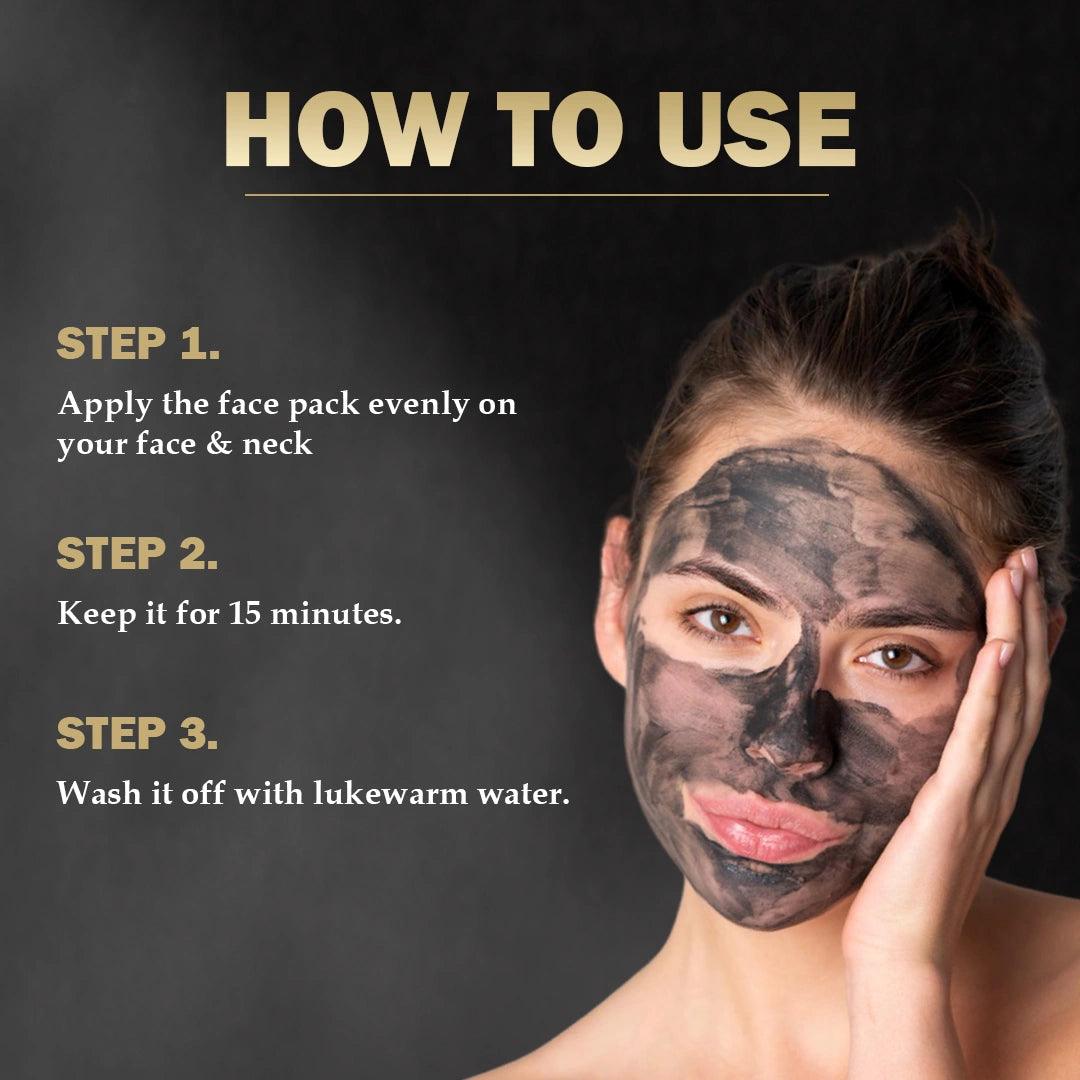 Charcoal Face Pack for Skin Detox - 100gm - Veda Harvest 