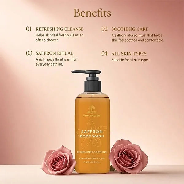 Saffron Body Wash Shower Gel for Women and Men – 400ml