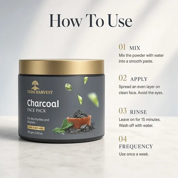 Veda Harvest Activated Charcoal Face Pack – 100gm – image 3