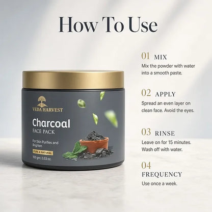 Veda Harvest Activated Charcoal Face Pack – 100gm – image 3