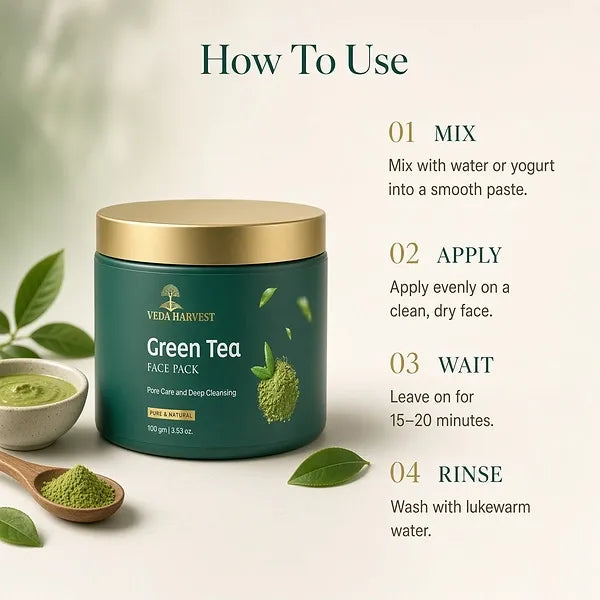 Veda Harvest Green Tea Face Pack – 100gm – image 3