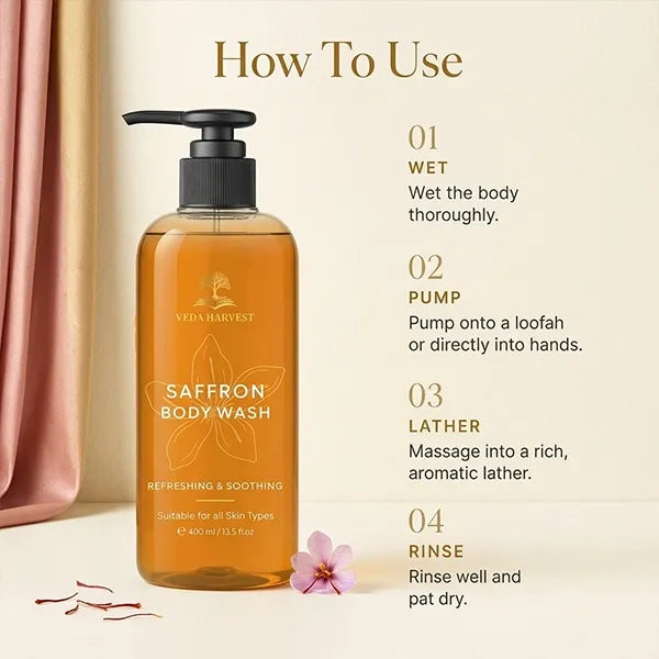 Saffron Body Wash Shower Gel for Women and Men – 400ml