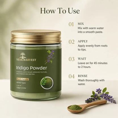 Veda Harvest Indigo Powder for Hair Colour – 240gm – image 3
