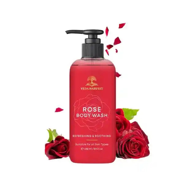 Rose Body Wash Shower Gel for Women and Men – 400ml - Veda Harvest 