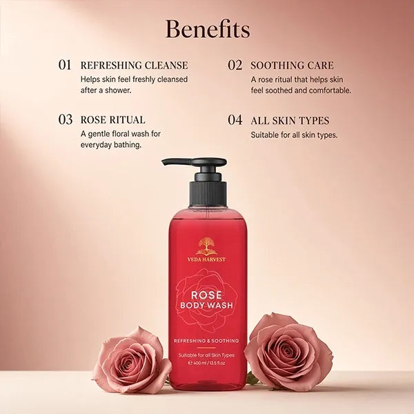 Veda Harvest Rose Body Wash Shower Gel – 400ml – image 4