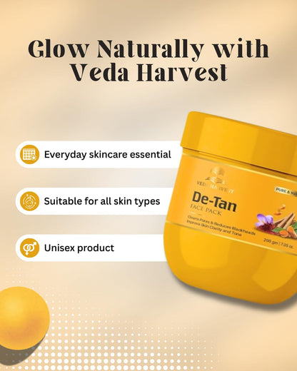 Veda Harvest De-Tan Face Mask | Face pack for glowing skin | 200gm