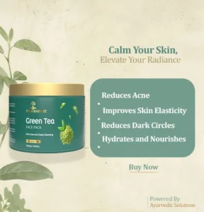 green tea face pack, it helps in reducing acne , improving skin elasticity and reducing dark circles. does green tea face pack also hydrates and nourish our hair