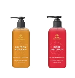 saffron body wash and rose body wash